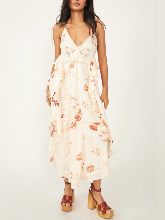 Free People Dresses & Skirts - Free People Women's Audrey BOHO Embroidered Floral Sleeveless Maxi Dress Size XS